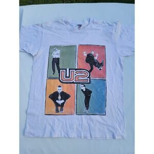 U2 Pop Mart Tour 1997 Vintage Concert T-Shirt XL Bono The Edge Clayton Mullen JR